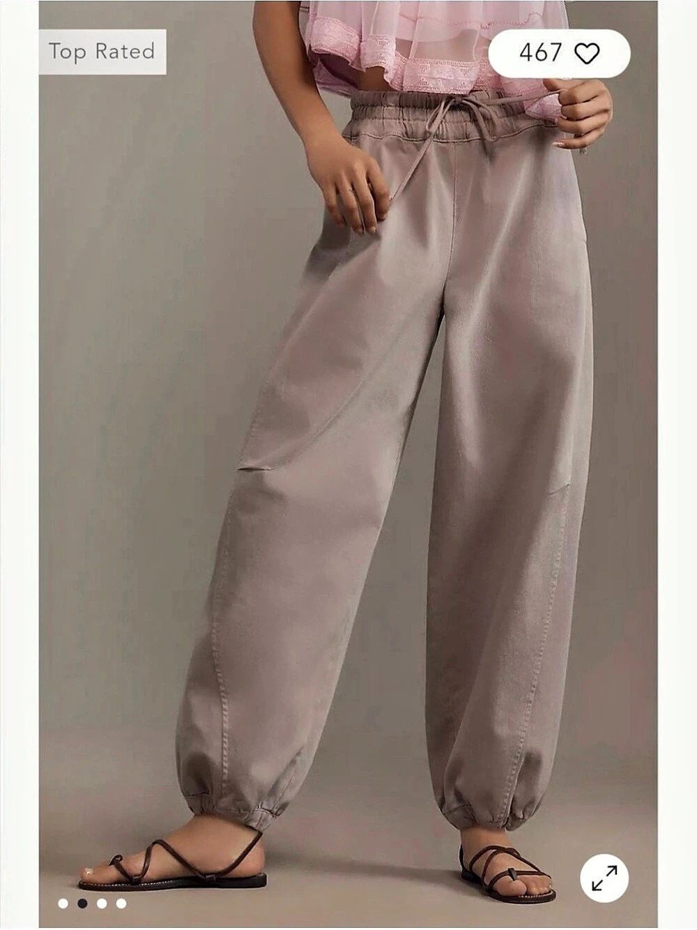 Pilcro Mid-Rise Parachute Pants in Gray